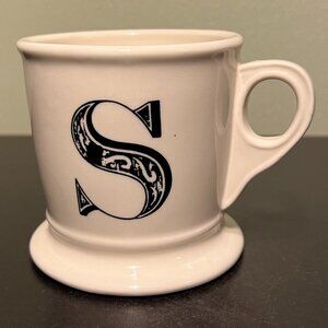 Anthropologie Monogram Initial Letter S Shaving Style Pedestal Base Ceramic Mug